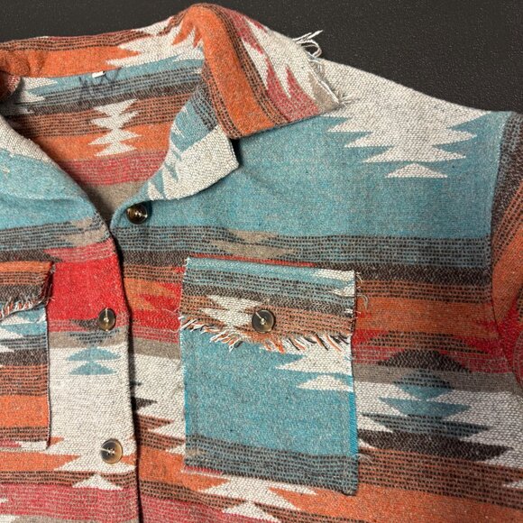 Southwestern Style Button-Up Jacket Shacket Oversized Women’s size Large - Picture 6 of 10